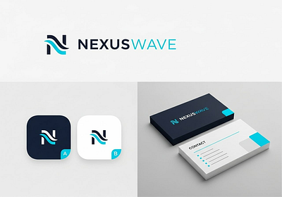 NexusWave - Modern Logo & Brand Identity for Tech brand branding data geometric logo graphic design icon identity logo logodesign minimalist logo modern logo n logo saas startup logo tech logo technology ui wave logo