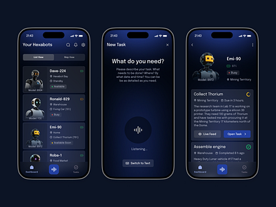 Hexabots app interface design mobile app design mobile ui ui
