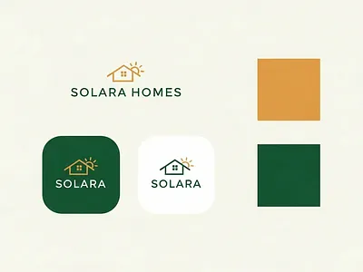 Solara Homes - Logo & Brand Identity for Eco-Friendly Homes architecture logo branding construction logo creative graphic design green logo home logo house logo icon illustration logo logodesign minimalist logo modern logo real estate logo sun logo ui ux