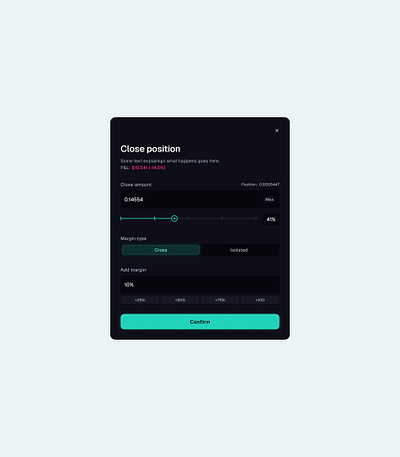 Close position for crypto product design blockchain close crypto dapp dex leverage position product design trade trading ui ux web3