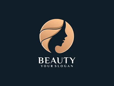 Beauty Gold Woman Hair Logo beauty branding buy face gold gradient hair identity logo minimalist sell silhouette woman
