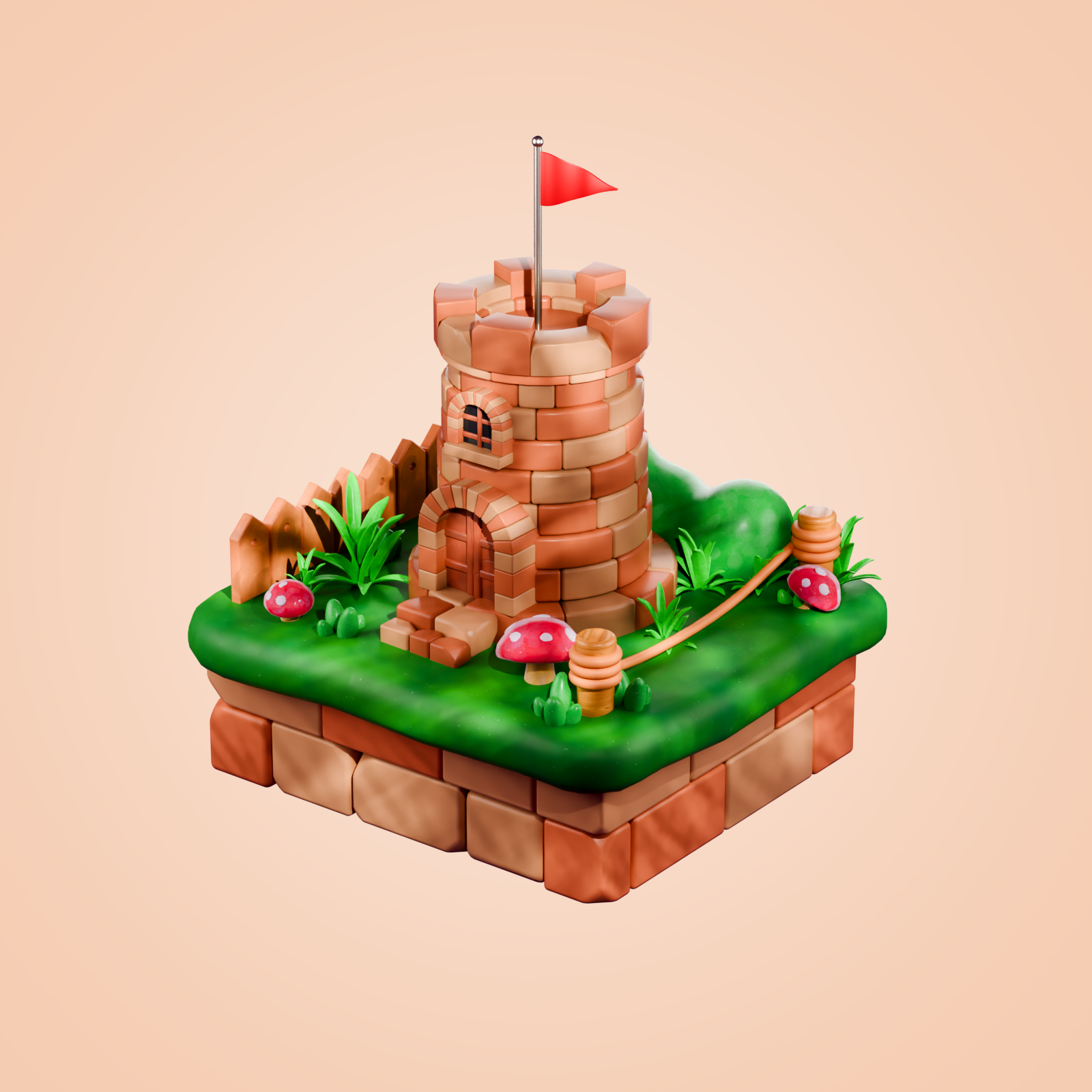 Tiny Tower Isometric 3D Illustration 3d 3dmodeling blender 3d illustration isom isometric low poly stylized