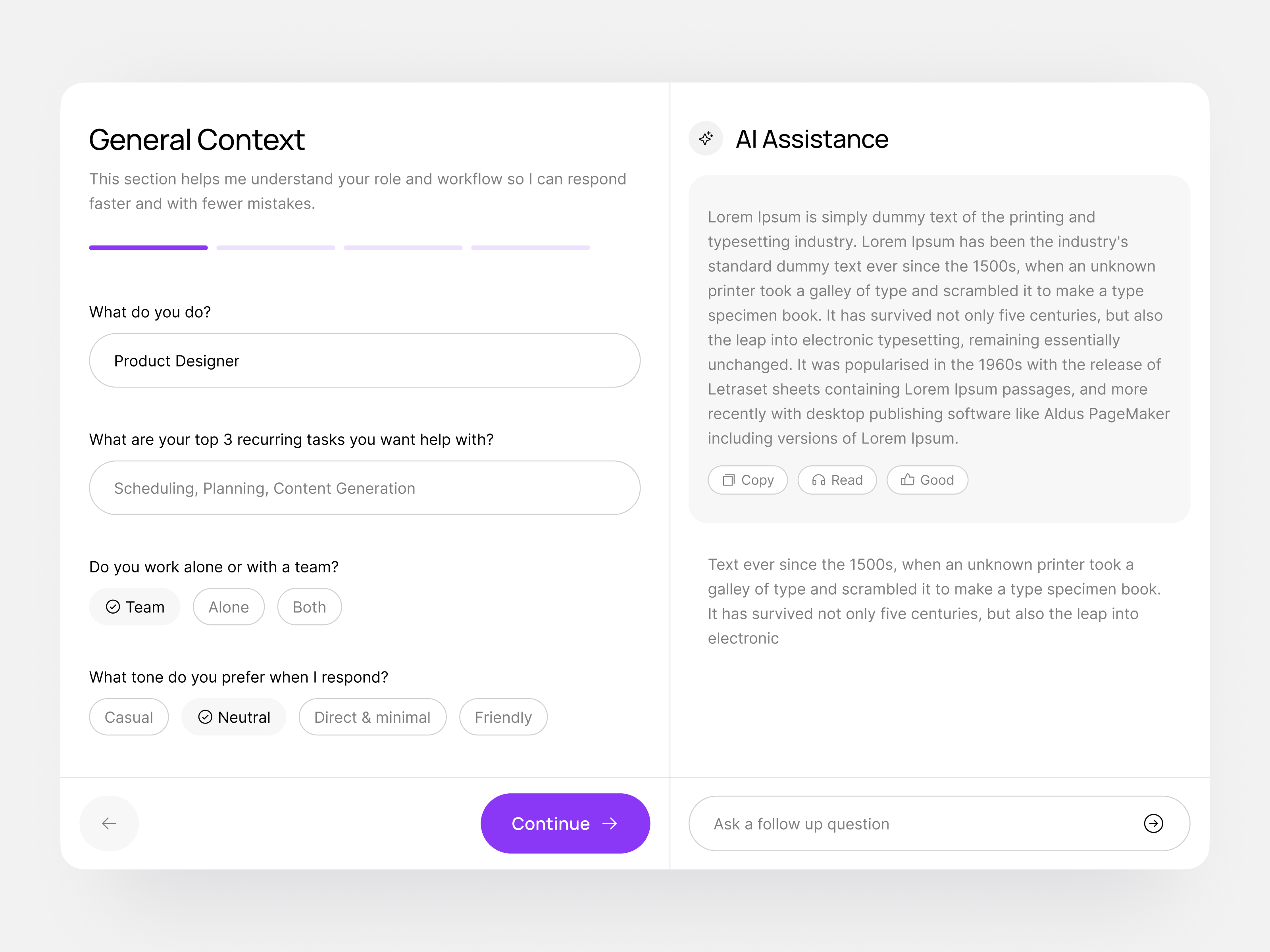 AI Assisted Onboarding Flow agent ai ai assisted app assistant b2b clean interaction on boarding product design saas software ui ux web web app webapp