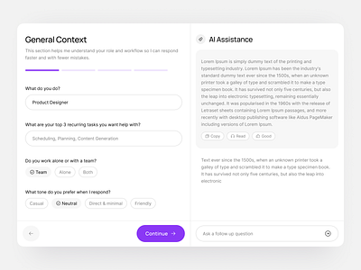 AI Assisted Onboarding Flow agent ai ai assisted app assistant b2b clean interaction on boarding product design saas software ui ux web web app webapp