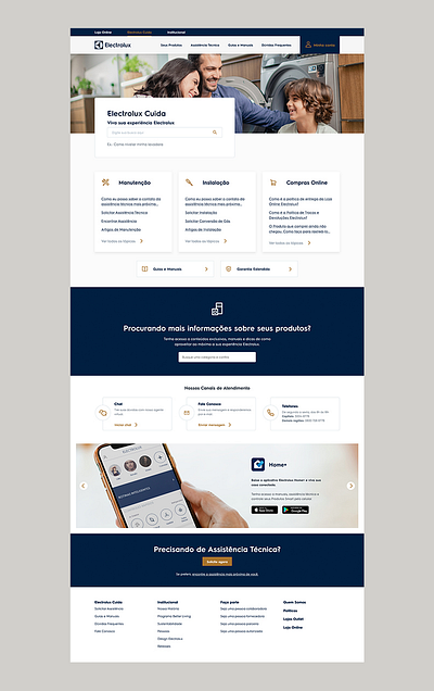 Electrolux Cuida website ui