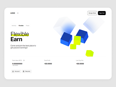 Web3.0 website design - Earn/Savings/Staking blockchain ui web3
