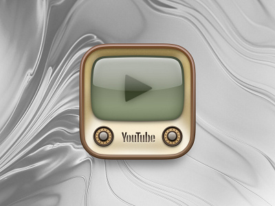 YouTube Retroback icon design ios ipados macos retro skeuomorphism tv tvset vintage icon youtube