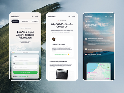 Wanderlink - Platform Booking Website app landing page mobile responsive ticketing travel trip ui uidesign uiux uxdesign web design website