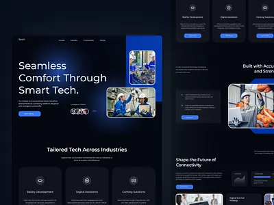 Industrial IoT Solutions Technology Dark Futuristic Landing Page ai brand identity branding dark database engineering futuristic innovative solutions iot machine learning motion design quantum solving problems technology ui ux website design website development