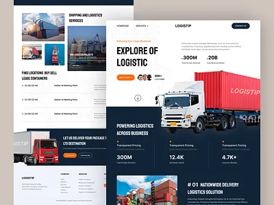 Logistip – Smart & Scalable Logistics UI Landing Page 🚛 bus cargo container courier delivery freight landing landingpage logistics logistics company parcel shipping train transit transport trucking ui ux ui ux design vehicle web ui design