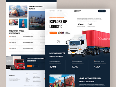 Logistip – Smart & Scalable Logistics UI Landing Page 🚛 bus cargo container courier delivery freight landing landingpage logistics logistics company parcel shipping train transit transport trucking ui ux ui ux design vehicle web ui design