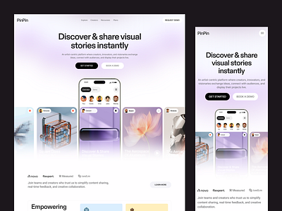 A Smarter Platform for Creators creativetech creatorplatform design designforcreators landing page pinpin productdesign startupdesign ui visualstorytelling web web design webdesign website