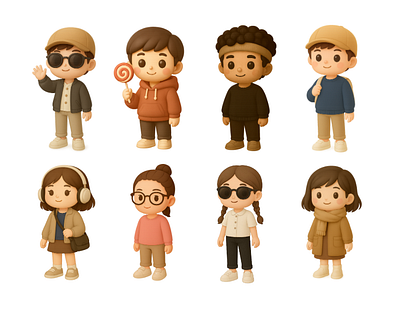 Chibi Lifestyle Characters 3d 3d design 3d illustration 3d obejct 3d object 3d vector characters characters 3d chibi chibi 3d cute illustration design digital art digital illustration illustration korean style lifestyle