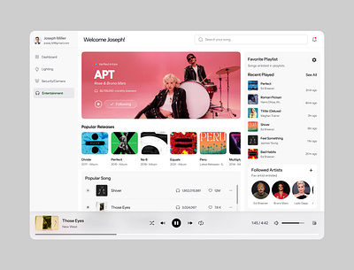 Music playing ui dashboard admin panel agency album audio band dashboard design design agency interface music play playlist poscast singing song ui user panel vexo lab video web app youtube