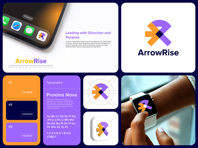 Arrow Rise Logo Branding Design arrow rise branding branding design design icon identity logo logo design logotype r letter arrow typography