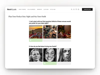 Fashion E-Commerce Website Design — Quiz Cards branding button card color design ecommercedesign graphic design illustration logo picture quiz radio test ui ux uxdesign vector