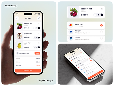 Smart - Grocery Mobile App UI/UX ai app cart page cart ui category page checkout flow checkout page grocery app minimal design mobile app mobile ui offer banner online shopping online store search shopping app smart buy smart shopping super shop ui design ui ux