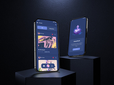 NFT Mobile App Design app branding graphic design illustration inspiration landing page minimal mobile app mockup nft saas screen ui website