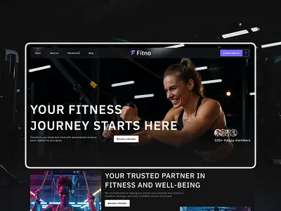 Fitno - Gym Studio Website UI Animation bodybuilding fitness assistant fitness club fitness landing page fitness website gym landing page gym motivation gymnasium healthcare mobile app design modern landing page online fitness pixso design product design responsive design web design website animation website design workout workout website