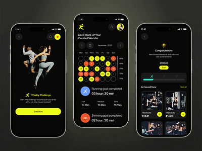 Fitness App UI ai fitness coach ai fitness companion bold figma ui kit fitness fitness app fitness coach fitness data fitness metrics fitness tracker fitness trainer app fitness ui gps ui gym app jogging app minimal orange ui kit workout workout app