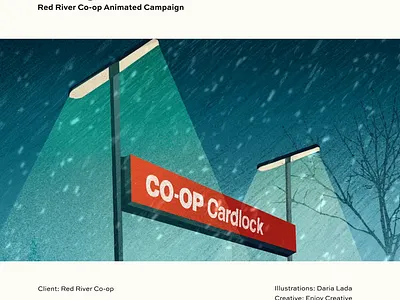 Winter Cardlock- Brand Illustrations for an Animated Campaign animation branding canada cardlock gas station graphic design illustration motion graphics night snow track ui winter