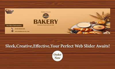 Web Slider Design For Bakery bakery branding bakery web slider clean design creative slider dessert slider graphic design responsive design slider design sweet treats typography uiux design visual design web design web slider design website banner