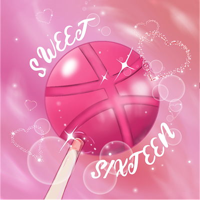 ⟡˙⋆ SWEET POP SIXTEEN ⋆˙⟡ 16 anniversary candy dribbble pink popsicle sixteen
