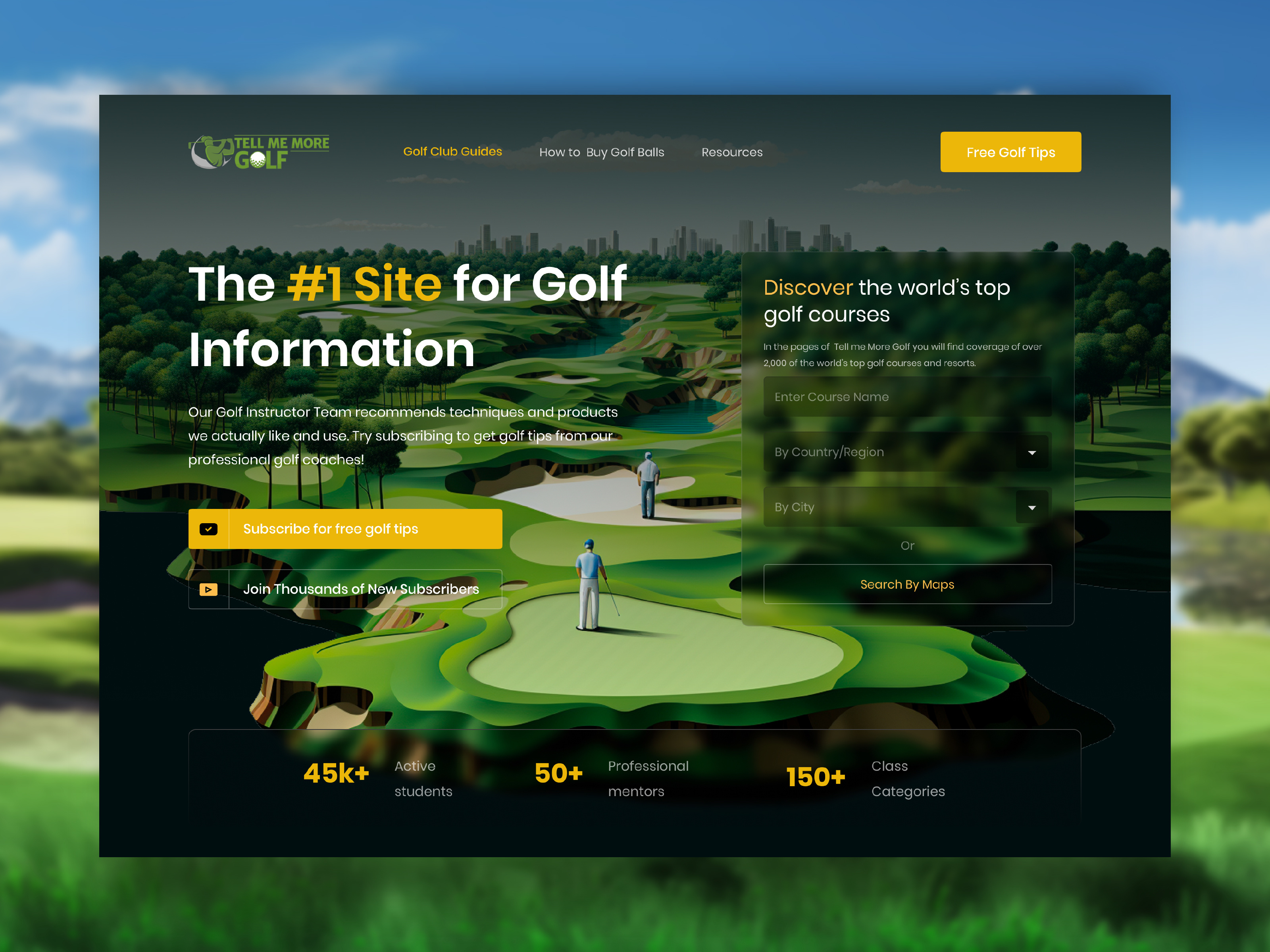 Web Design for Tellmemoregolf Amazon Affiliate Platform affiliate amazon blog branding design golf home page illustration landing landing page lead page modern platform referral saas ui ux web design web ui website