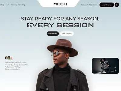 Mega- E-commerce Website Design clothing website creative ecommerce website fashion landing pgae minimal ui ux website design