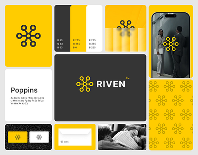 Branding Project Riven 2d design alignment branding creative graphic design logo packaging pastel typo ui ux yellow
