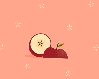 Miracle apple christmas cut fruit illustration magic miracle procreate star texture