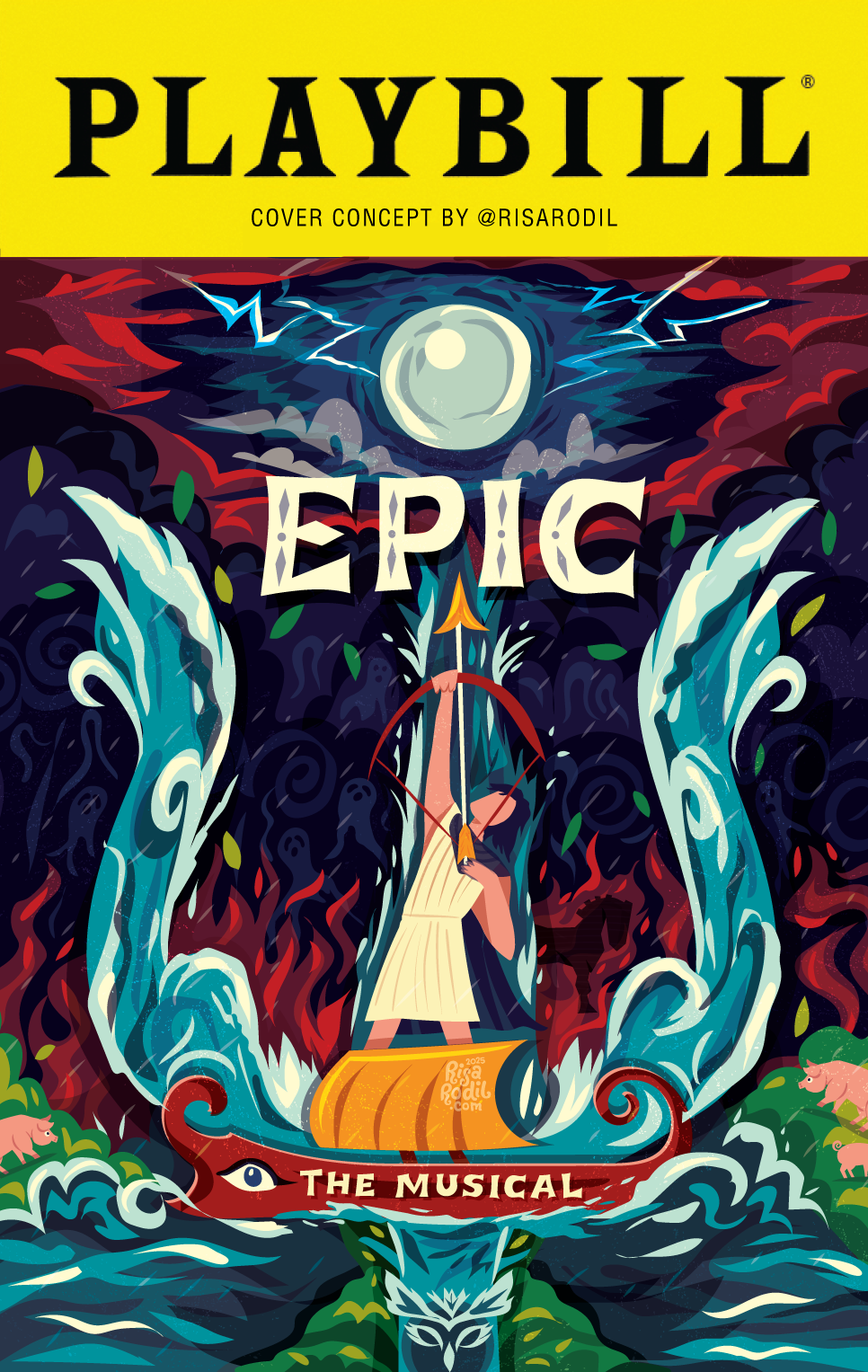 Concept Playbill for Epic The Musical art direction cyclops epic the musical greek mythology jorge rivera herrans negative space odysseus odyssey poseidon trojan horse