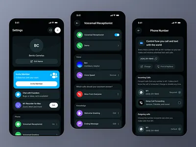 Call Centre Mobile App account settings ai app design business call interface mobile mobile app page profile screen service settings settings page setto task management