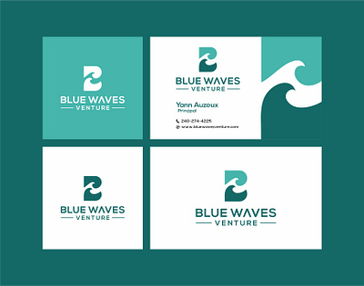 Blue Waves Ventures logo blue branding fimbird logo logodesigner waves