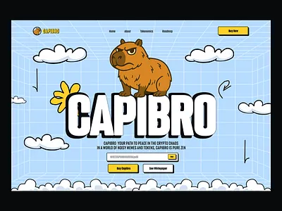 $CAPIBRO - crypto meme mem token art blockchain cryptocurrency illustration landing page meme meme coin meme coin design meme coin landing page meme coin website meme landing page meme token memecoin website page meme coin website solana token trend uidesign website