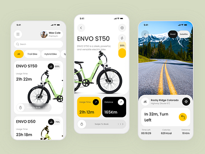 Smart Bike Mobile App app design bicycle bicycle app bike app e bike electric bike mobile mobile app route smart app smart bike app smartbike tracker vehicle