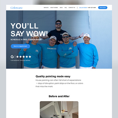 Color Care Painting Home Page Mockup & Web Design branding design graphic design landing page wordpress