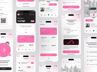 FamilyGo – Smart & Secure Family Communication UI app app design design family group group chat ios kids location message mobile mobile app mobile app design safety track tracker typography ui ux user interface ux design