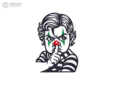 Baby Clown Logo angry clown character baby clown logo bold graphic logo branding cartoon villain vibe circus inspired identity clown face expressive face design logo logo with attitude mime kid red nose symbol silent gesture branding striped outfit character theatrical logo style