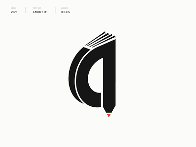 字母C与书本和铅笔融合的LOGO branding design graphic design icon logo 创意 标识设计