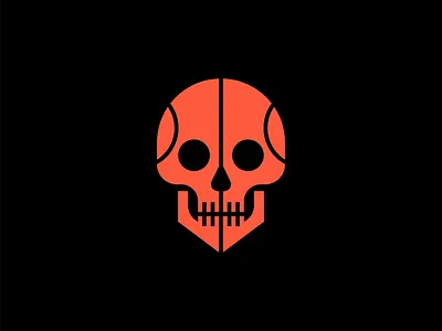 Bold Skull Logo bold branding dark design geometric halloween horror icon identity illustration lines logo mark minimalist orange skull sports symbol symmetry vector