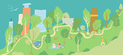 springtime park background city illustration nature park vector vector art vector illustration