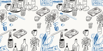 hand drawn pattern doodle food hand drawn illustration retro sketch taple vector vector illustration