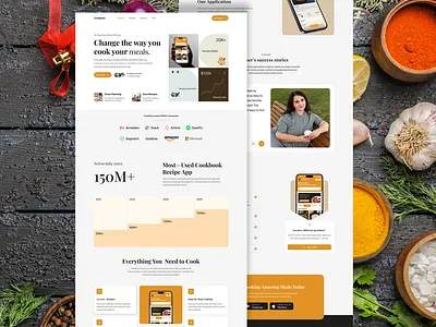 CookBook – Recipe Landing Page burger pizza chef service cooking landing page cooking recipe cooking tutorials design food and restaurant food cooking food delivery service food website landing page landingpage recipe ui web design webdesign website design