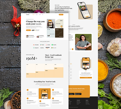 CookBook – Recipe Landing Page burger pizza chef service cooking landing page cooking recipe cooking tutorials design food and restaurant food cooking food delivery service food website landing page landingpage recipe ui web design webdesign website design