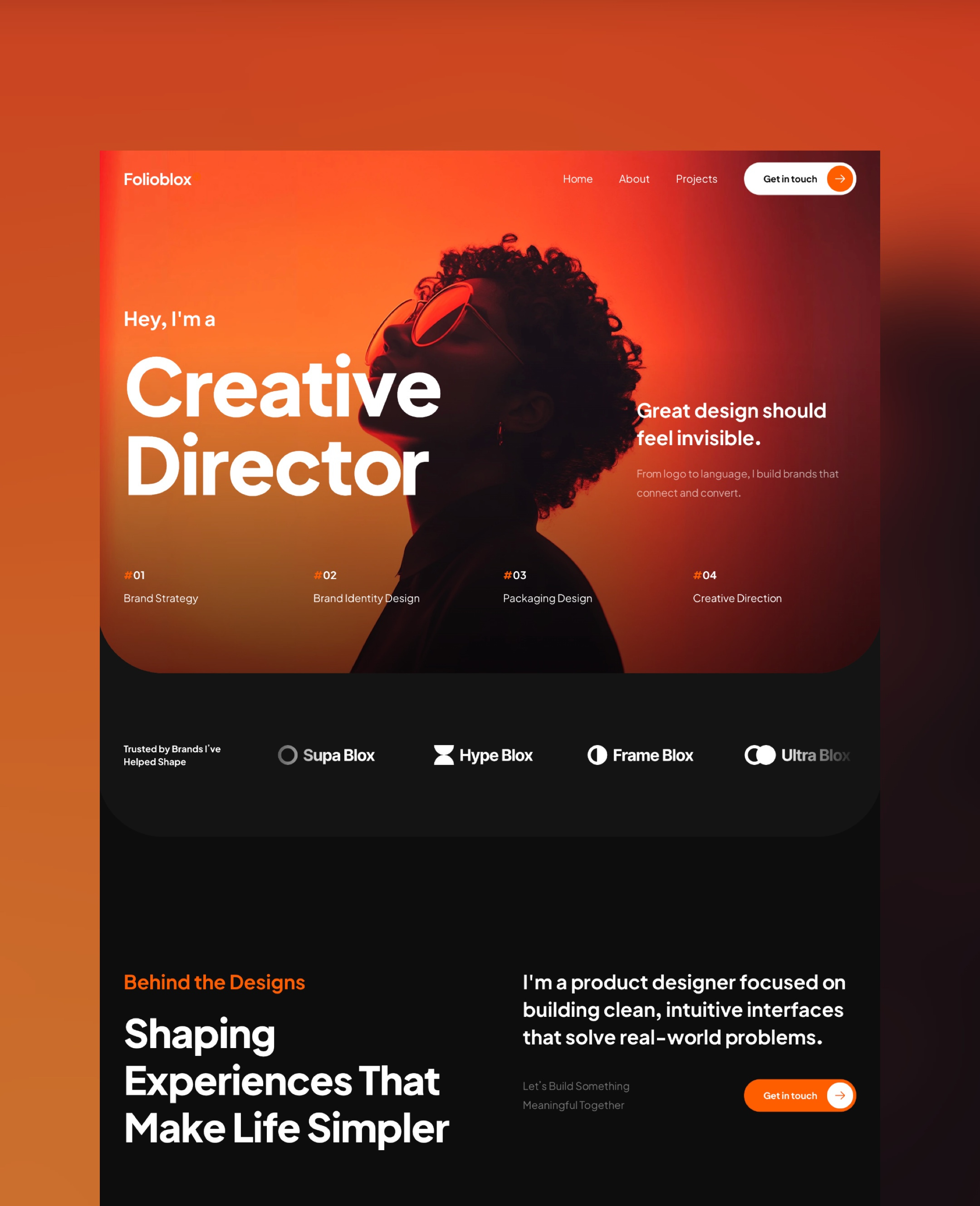 Personal portfolio website template in dark mode dark mode dark theme framer free template free website home landing personal portfolio template ui ui design webdesign website website design website template