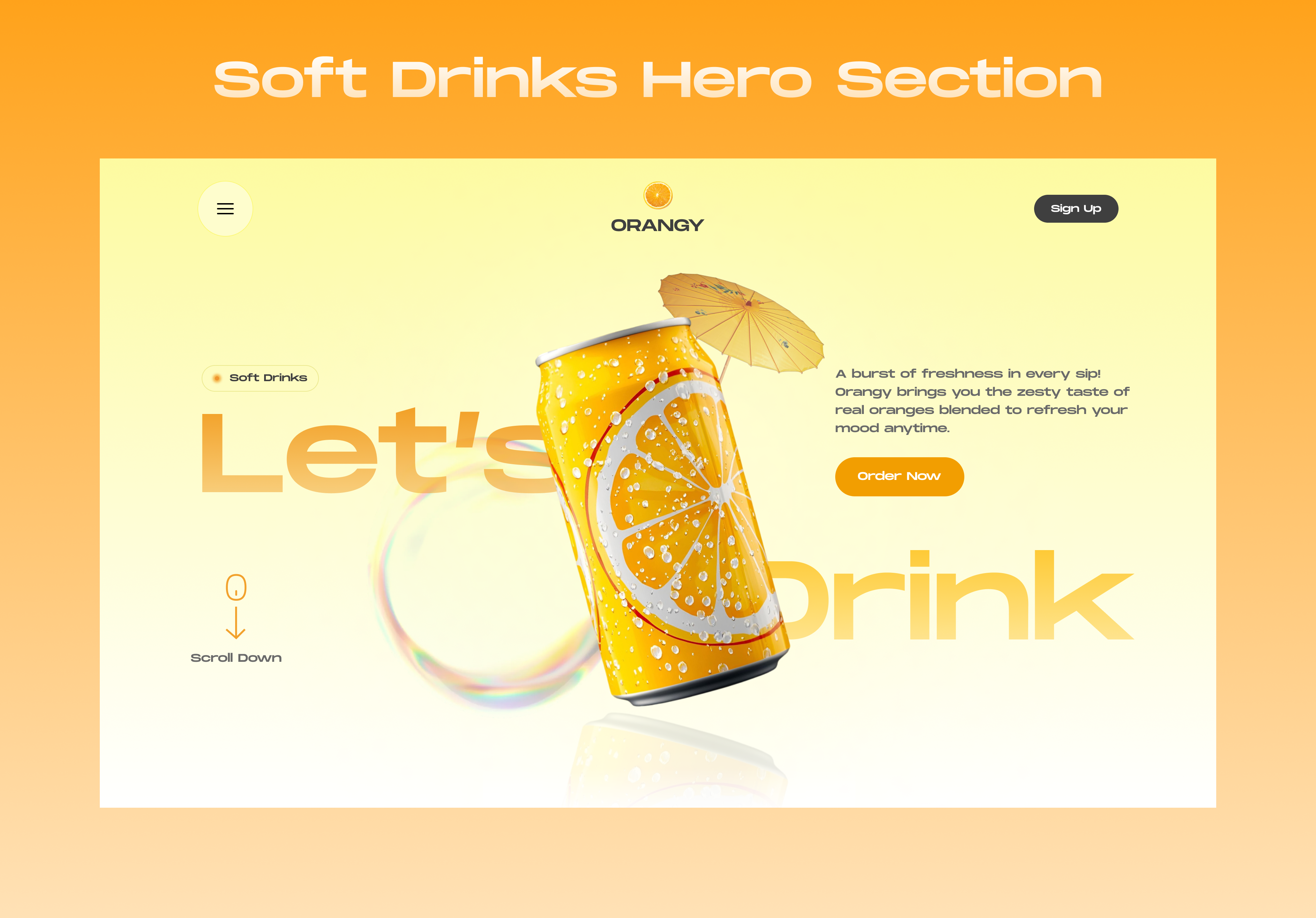 Drinks Website Hero Section drinks figma hero section juice landing page ui ux visual design website