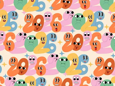 2026 doodle pattern colors doodle groovy illustration illustrator pattern seamless pattern vector vector art vector illustration