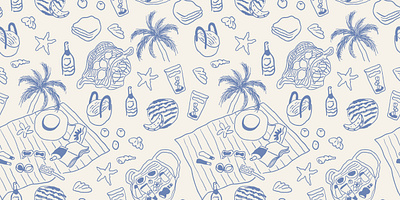 summertime beach pattern beach graphic design illustration monochrome pattern seamless pattern sketch summer vacation vector vector art vector illustration