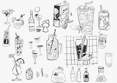 summer drinks sketches concept design doodle drink illustration sketch summer vacation
